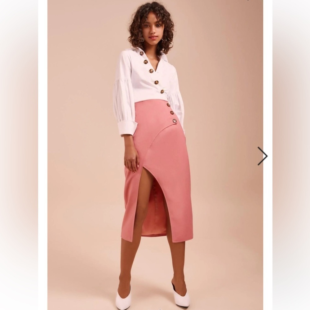 C/meo Collective definitive asymmetrical midi skirt with button detail